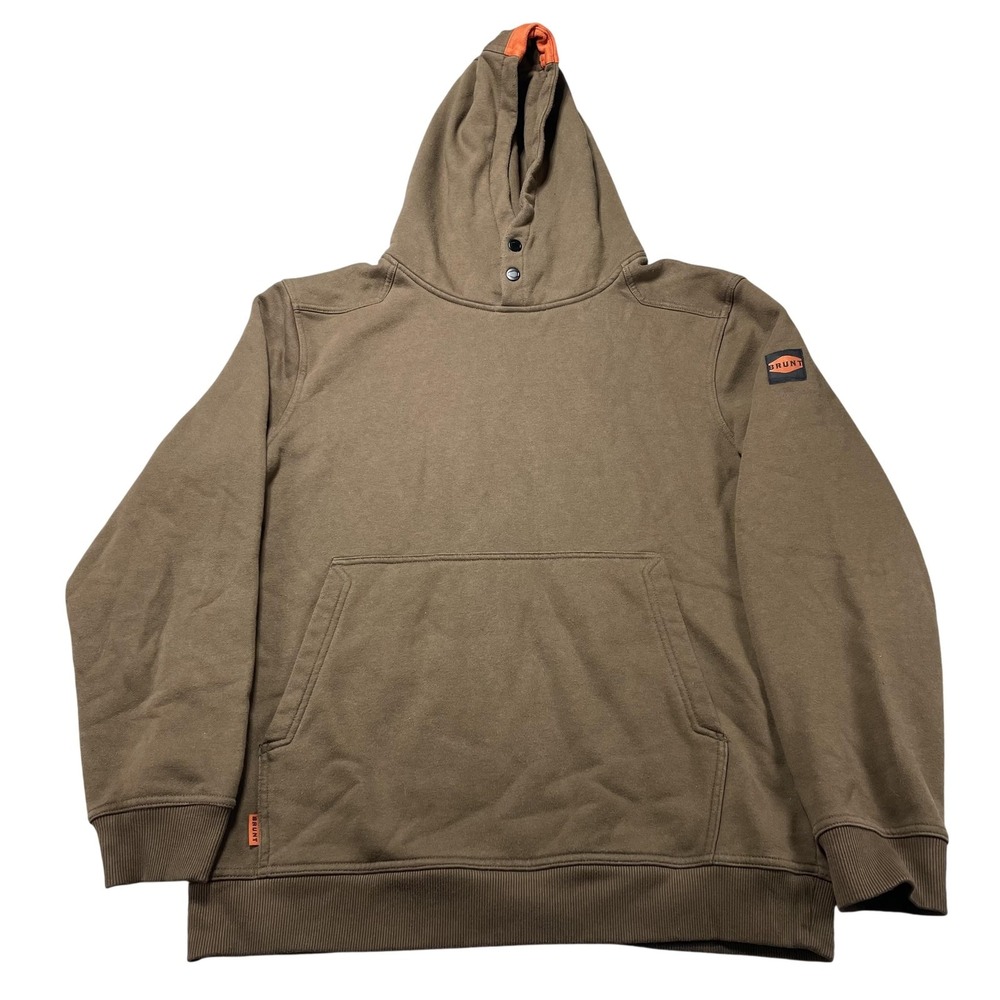 Brunt Shevlin Hoodie Mens Large Brown Snap Neck Fleece Pullover Sweatshirt Work